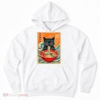 Cat Ramen Japanese Anime Funny Graphic Kawaii Cat Hoodie thumb 0