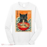 Cat Ramen Japanese Anime Funny Graphic Kawaii Cat Long Sleeve Shirt thumb 0