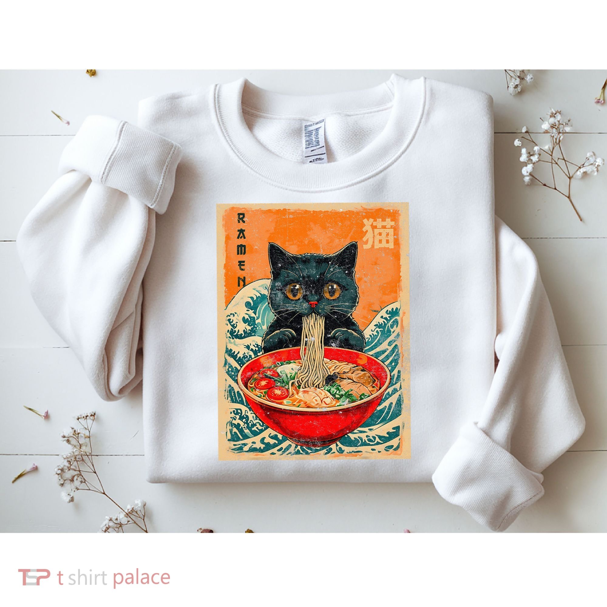 Cat Ramen Japanese Anime Funny Graphic Kawaii Cat Sweatshirt