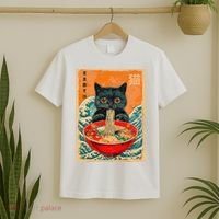 Cat Ramen Japanese Anime Funny Graphic Kawaii Cat T-Shirt thumb 2