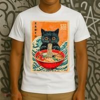 Cat Ramen Japanese Anime Funny Graphic Kawaii Cat T-Shirt thumb 3