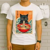 Cat Ramen Japanese Anime Funny Graphic Kawaii Cat T-Shirt thumb 6