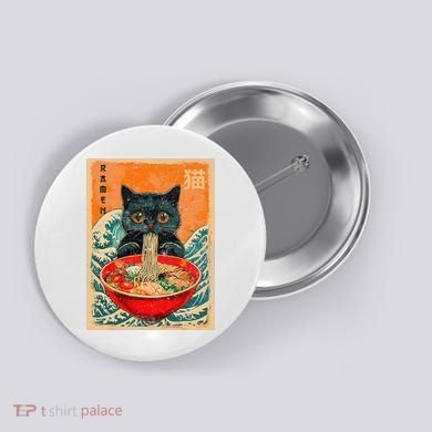 Cat Ramen Japanese Anime Funny Graphic Kawaii Cat Button
