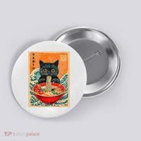 Cat Ramen Japanese Anime Funny Graphic Kawaii Cat Button thumb 0