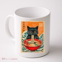 Cat Ramen Japanese Anime Funny Graphic Kawaii Cat Coffee Mug thumb 0