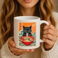 Cat Ramen Japanese Anime Funny Graphic Kawaii Cat Coffee Mug thumb 3