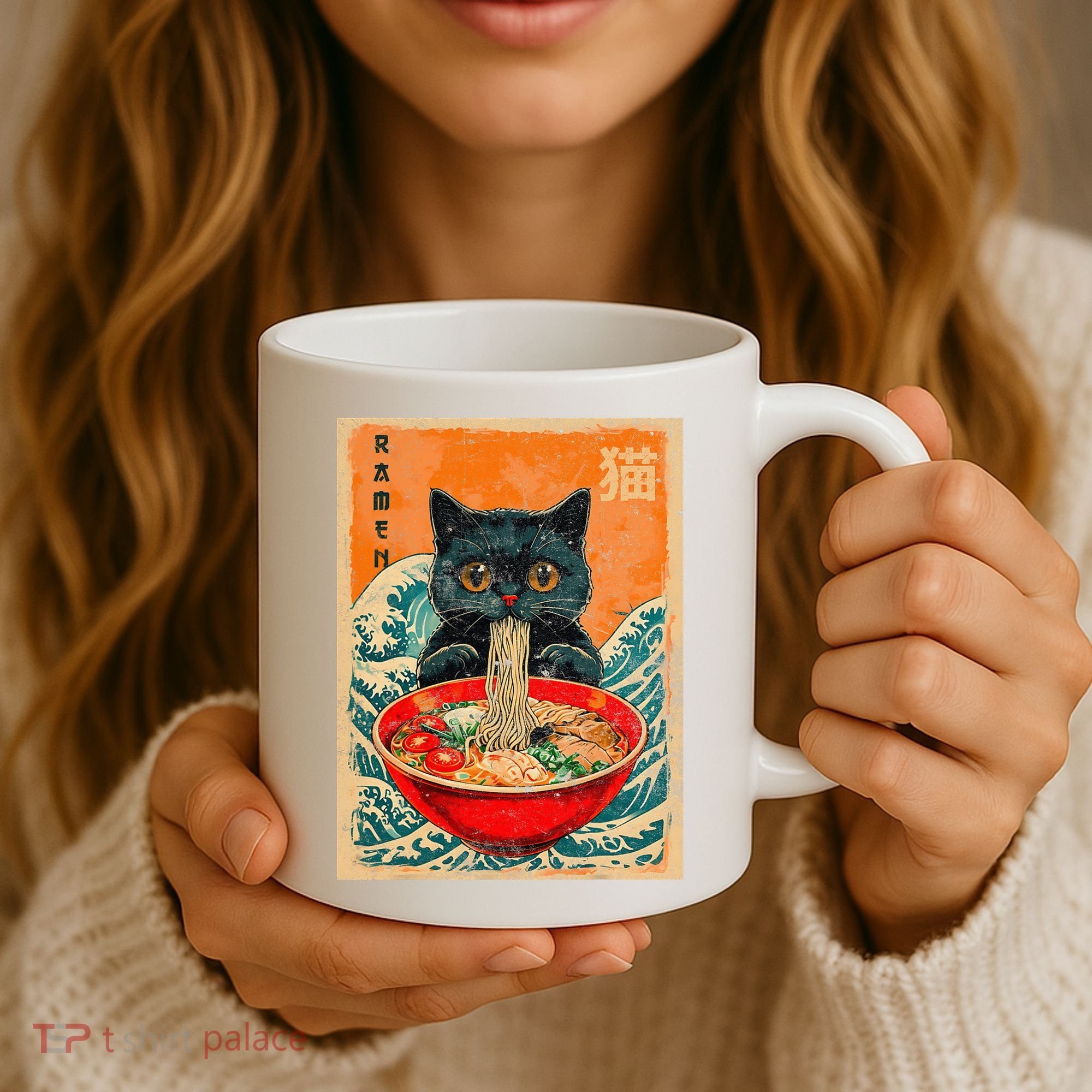 Cat Ramen Japanese Anime Funny Graphic Kawaii Cat Coffee Mug