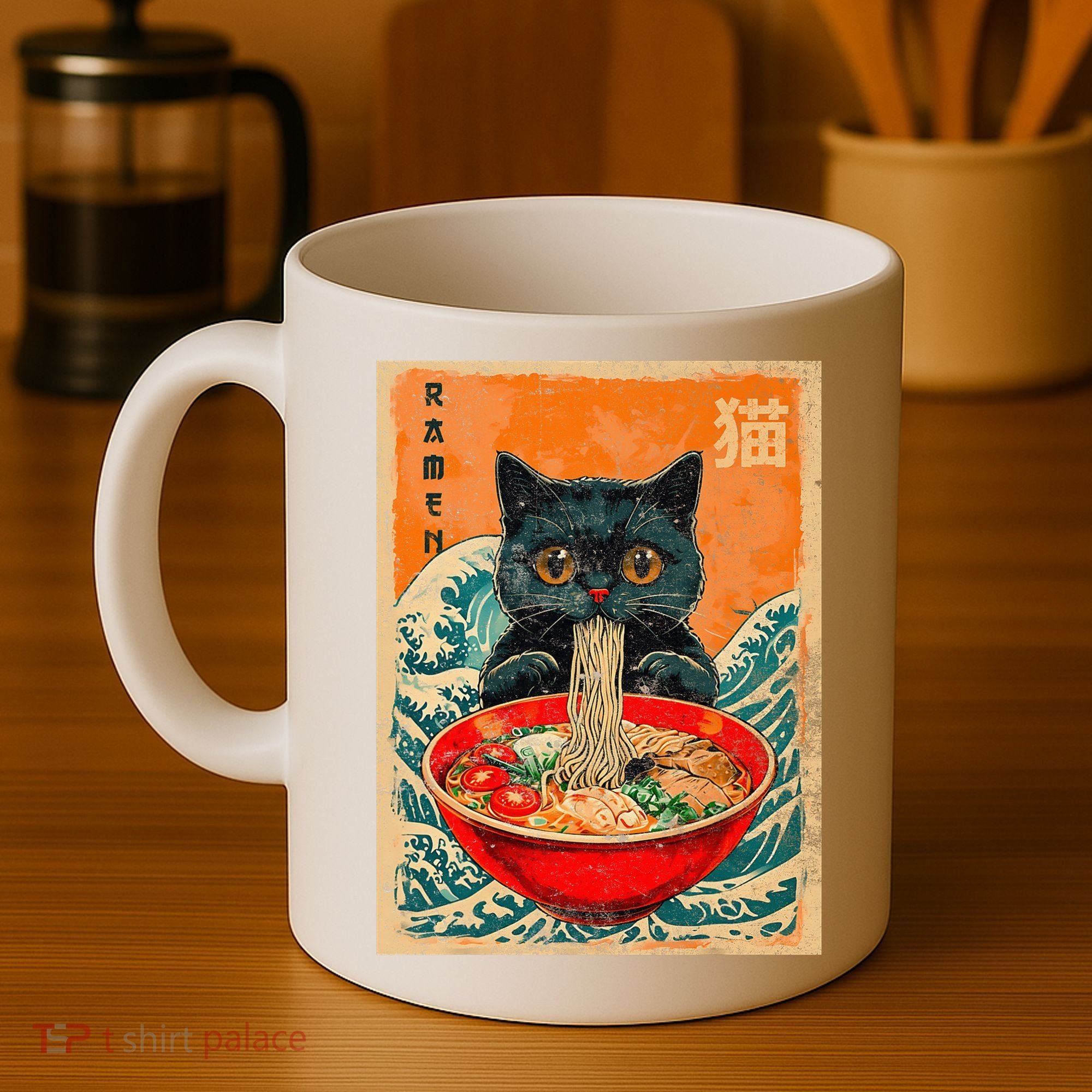Cat Ramen Japanese Anime Funny Graphic Kawaii Cat Coffee Mug