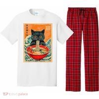 Cat Ramen Japanese Anime Funny Graphic Kawaii Cat Pajama Set thumb 0