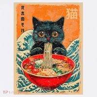 Cat Ramen Japanese Anime Funny Graphic Kawaii Cat Women's Hoodie thumb 2