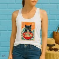 Cat Ramen Japanese Anime Funny Graphic Kawaii Cat Women's Tank Top thumb 2