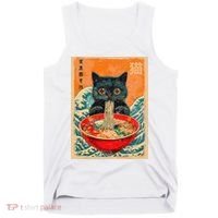 Cat Ramen Japanese Anime Funny Graphic Kawaii Cat Tank Top thumb 0