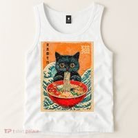 Cat Ramen Japanese Anime Funny Graphic Kawaii Cat Tank Top thumb 2