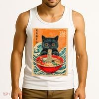 Cat Ramen Japanese Anime Funny Graphic Kawaii Cat Tank Top thumb 3
