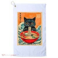 Cat Ramen Japanese Anime Funny Graphic Kawaii Cat Golf Towel thumb 0
