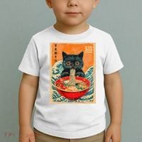 Cat Ramen Japanese Anime Funny Graphic Kawaii Cat Toddler T-Shirt thumb 2