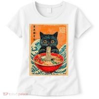 Cat Ramen Japanese Anime Funny Graphic Kawaii Cat Women's T-Shirt thumb 0