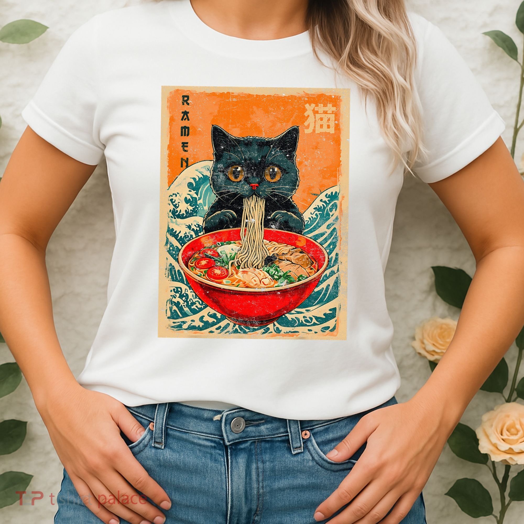Cat Ramen Japanese Anime Funny Graphic Kawaii Cat Women's T-Shirt