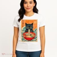 Cat Ramen Japanese Anime Funny Graphic Kawaii Cat Women's T-Shirt thumb 4