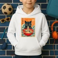 Cat Ramen Japanese Anime Funny Graphic Kawaii Cat Kids Hoodie thumb 2