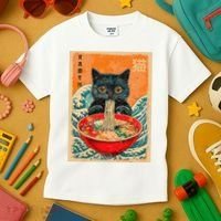 Cat Ramen Japanese Anime Funny Graphic Kawaii Cat Kids T-Shirt thumb 3