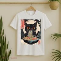 Cat Ramen Japanese Vintage Funny Kawaii Cat Anime Gifts T-Shirt thumb 2