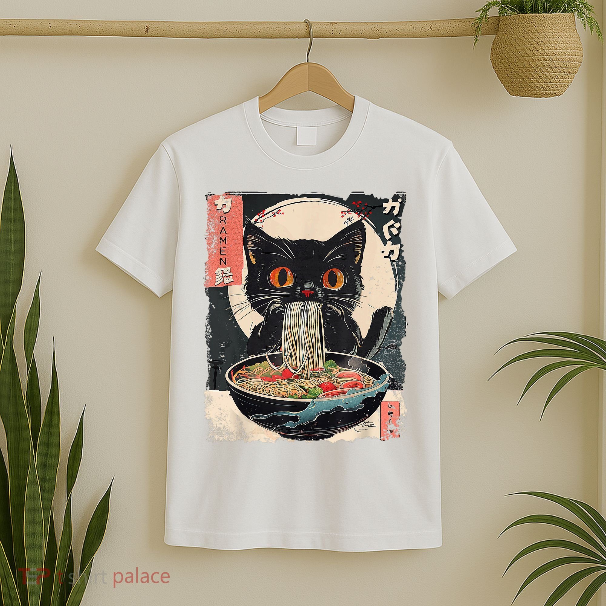 Cat Ramen Japanese Vintage Funny Kawaii Cat Anime Gifts T-Shirt