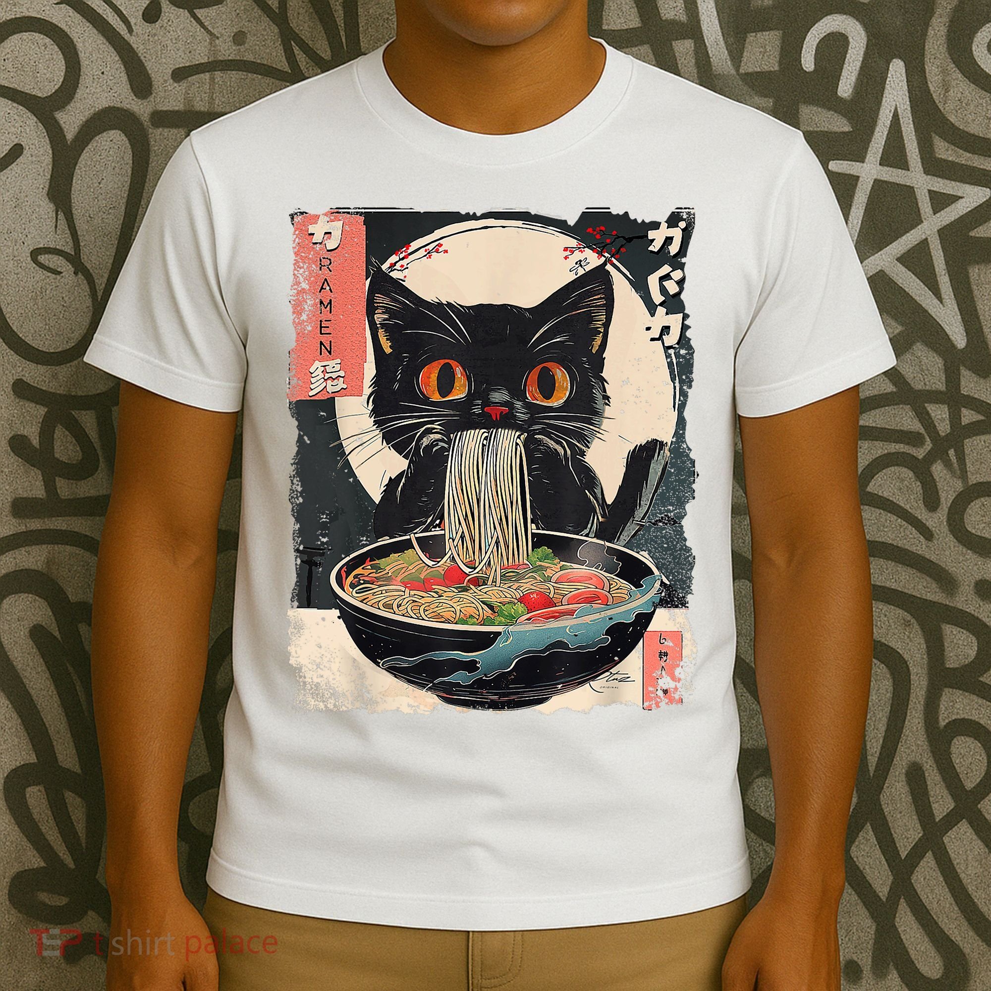 Cat Ramen Japanese Vintage Funny Kawaii Cat Anime Gifts T-Shirt