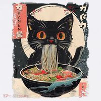 Cat Ramen Japanese Vintage Funny Kawaii Cat Anime Gifts T-Shirt thumb 7