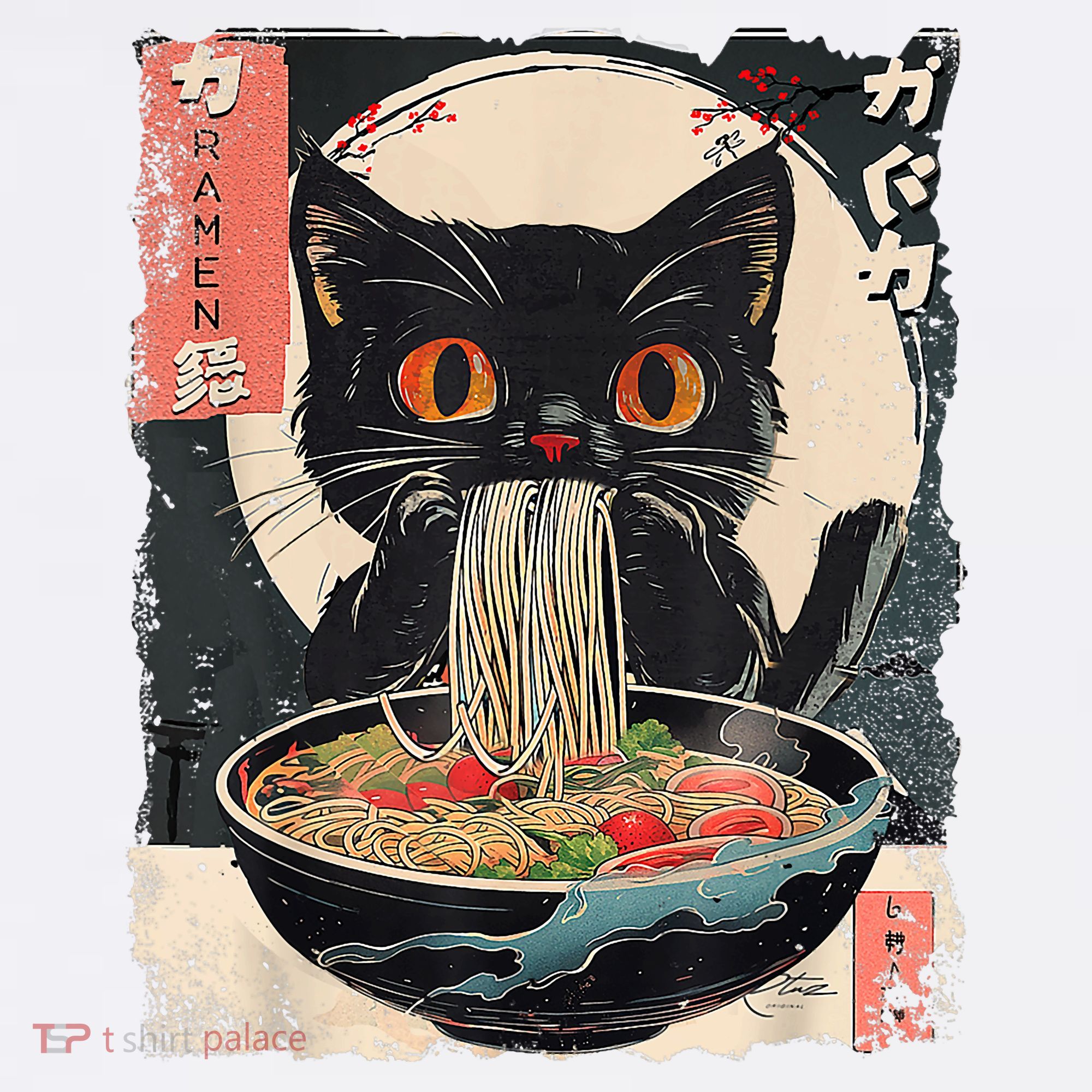 Cat Ramen Japanese Vintage Funny Kawaii Cat Anime Gifts T-Shirt
