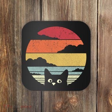Cat Retro Kitten Cute Gift Coaster