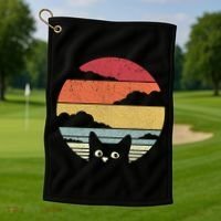 Cat Retro Kitten Cute Gift Golf Towel thumb 1