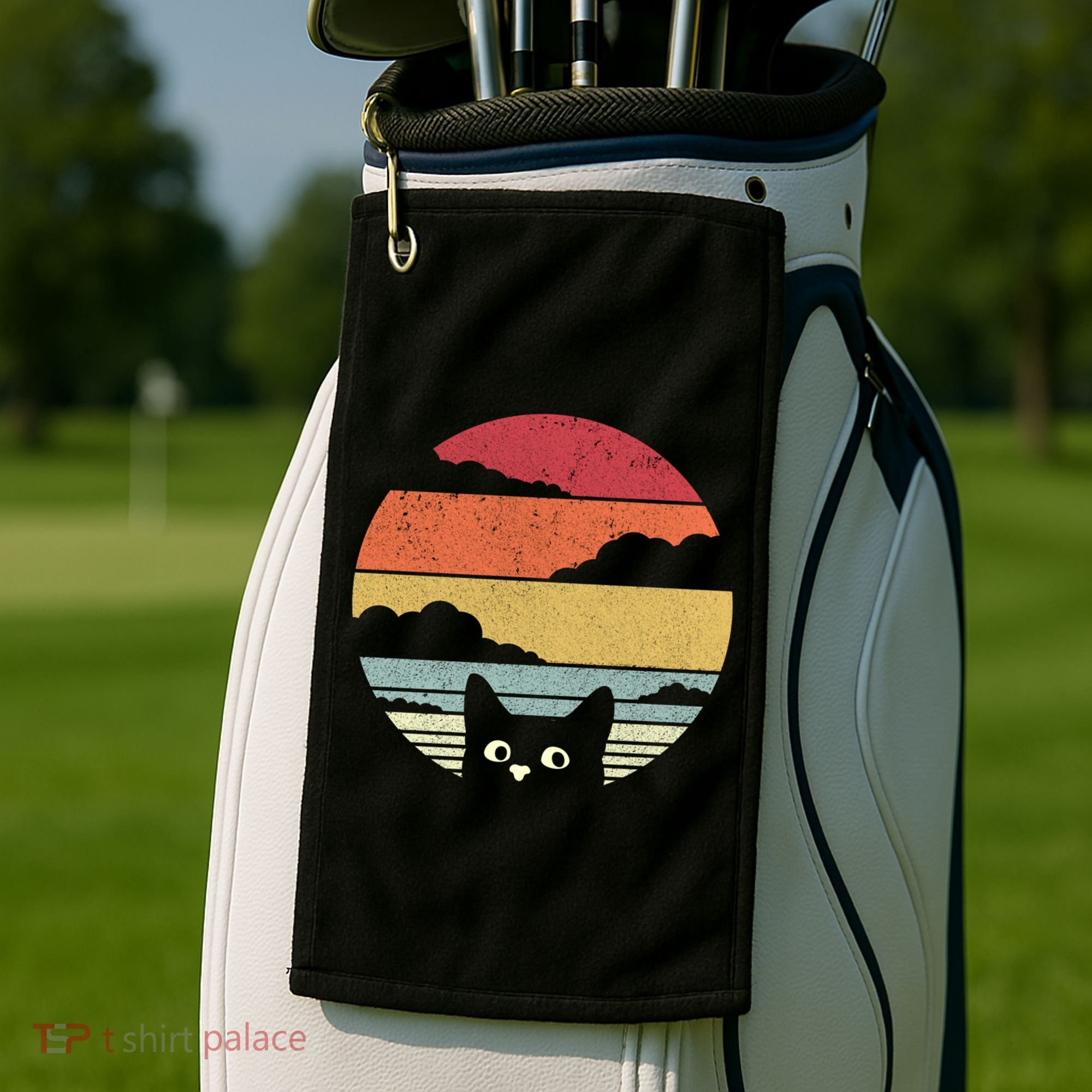 Cat Retro Kitten Cute Gift Golf Towel