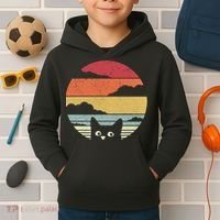 Cat Retro Kitten Cute Gift Kids Hoodie thumb 2