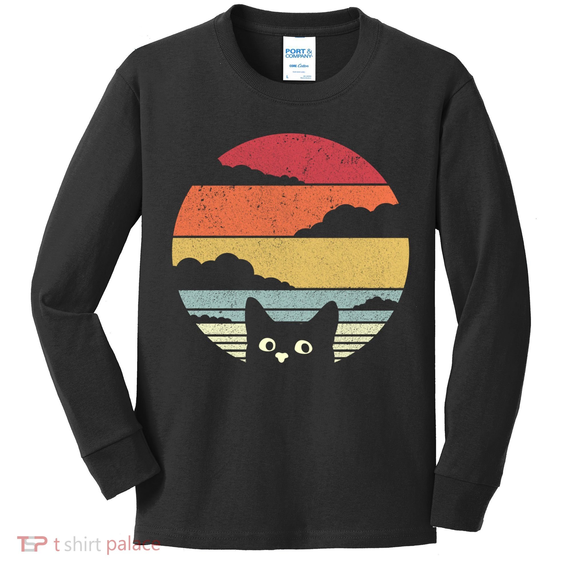 Cat Retro Kitten Cute Gift Kids Long Sleeve Shirt