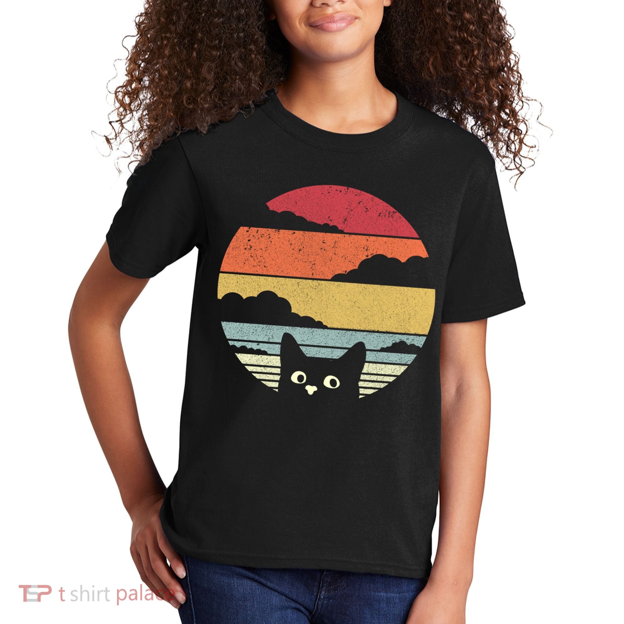 Cat Retro Kitten Cute Gift Kids T-Shirt