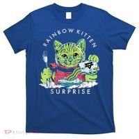 Cats Rainbow Kitten Surprise Cute Eat Retro Animals Vintage T-Shirt thumb 0