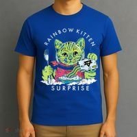 Cats Rainbow Kitten Surprise Cute Eat Retro Animals Vintage T-Shirt thumb 3