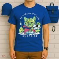 Cats Rainbow Kitten Surprise Cute Eat Retro Animals Vintage T-Shirt thumb 6