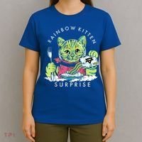 Cats Rainbow Kitten Surprise Cute Eat Retro Animals Vintage T-Shirt thumb 4