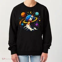 Cute Rocket Launching Into Space Adventure Gift Women's Sweatshirt thumb 0