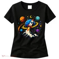 Cute Rocket Launching Into Space Adventure Gift Women's T-Shirt thumb 0