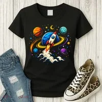 Cute Rocket Launching Into Space Adventure Gift Women's T-Shirt thumb 3