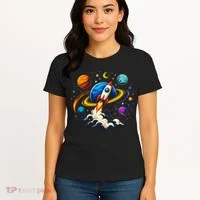 Cute Rocket Launching Into Space Adventure Gift Women's T-Shirt thumb 4