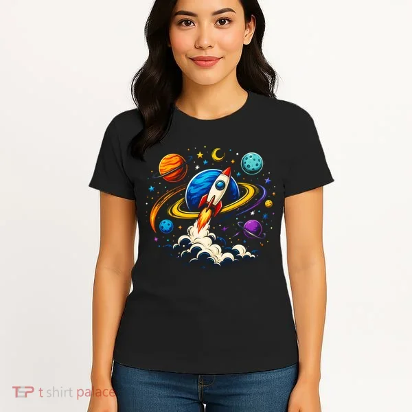 Cute Rocket Launching Into Space Adventure Gift Women's T-Shirt