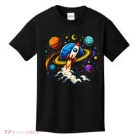 Cute Rocket Launching Into Space Adventure Gift Kids T-Shirt thumb 0