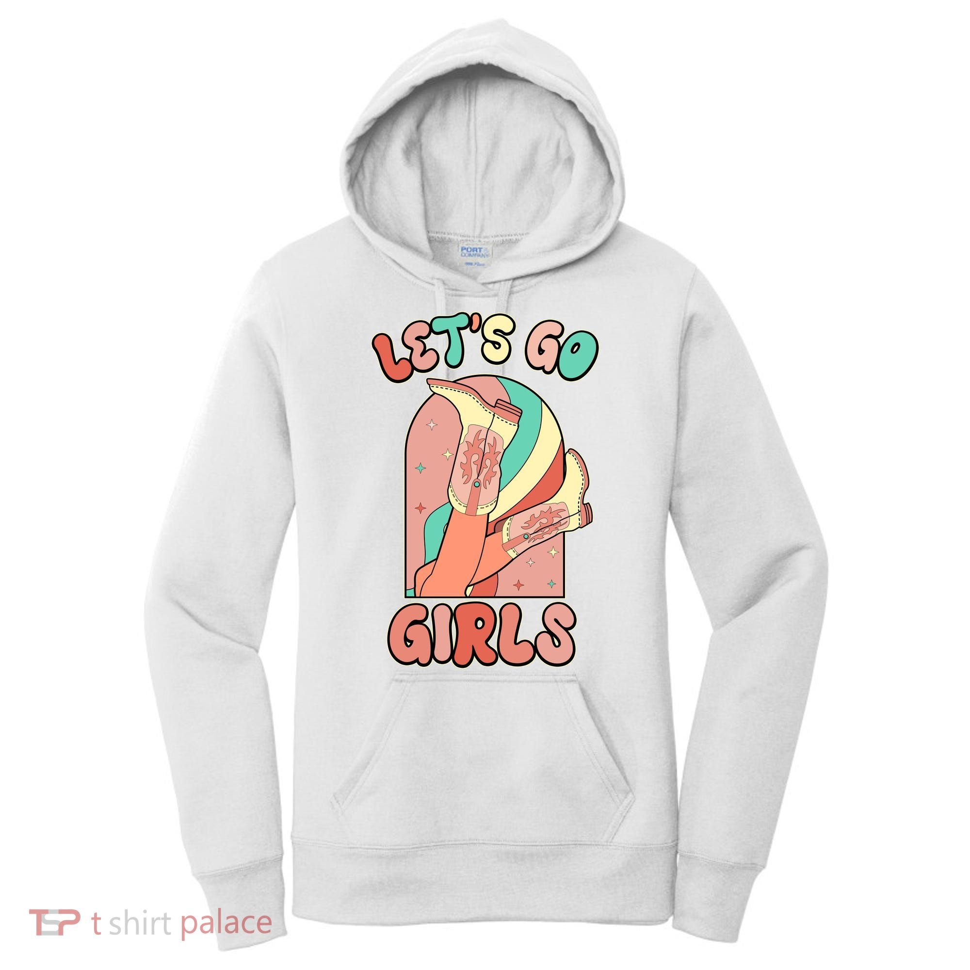 Cute Retro Lets Go Cowgirl Bachelorette Bridesmaids Party Women's Hoodie
