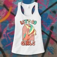 Cute Retro Lets Go Cowgirl Bachelorette Bridesmaids Party Women's Tank Top thumb 3
