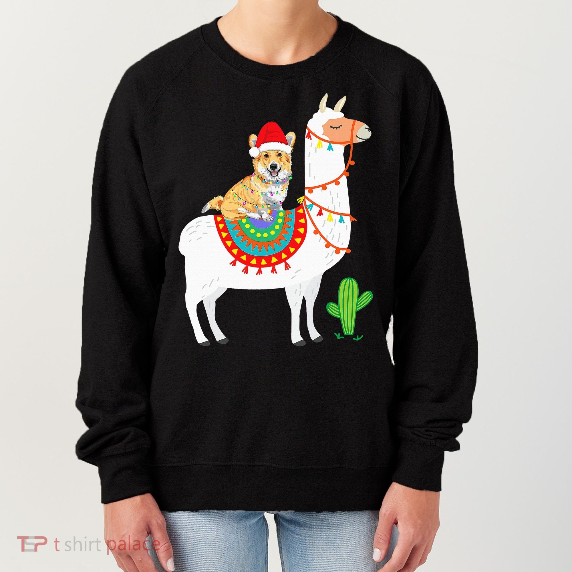 Corgi Riding Llama Christmas Gifts Corgi Xmas Women's Sweatshirt