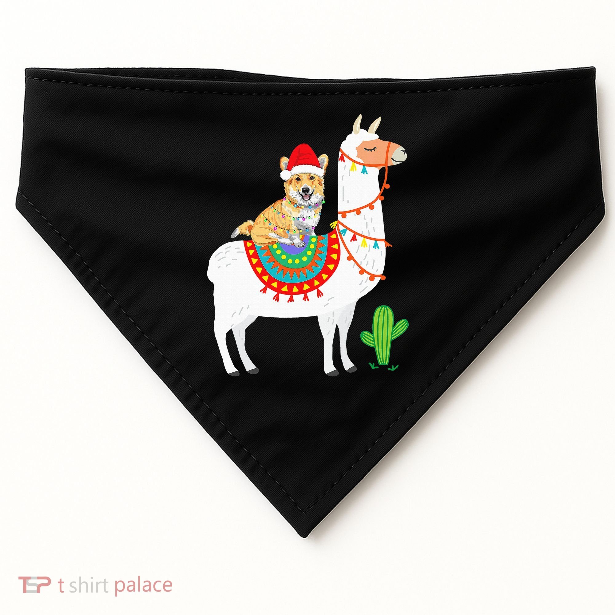 Corgi Riding Llama Christmas Gifts Corgi Xmas USA-Made Doggie Bandana